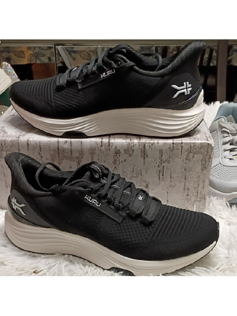 KURU Women's Black and White Athletic Running Shoes